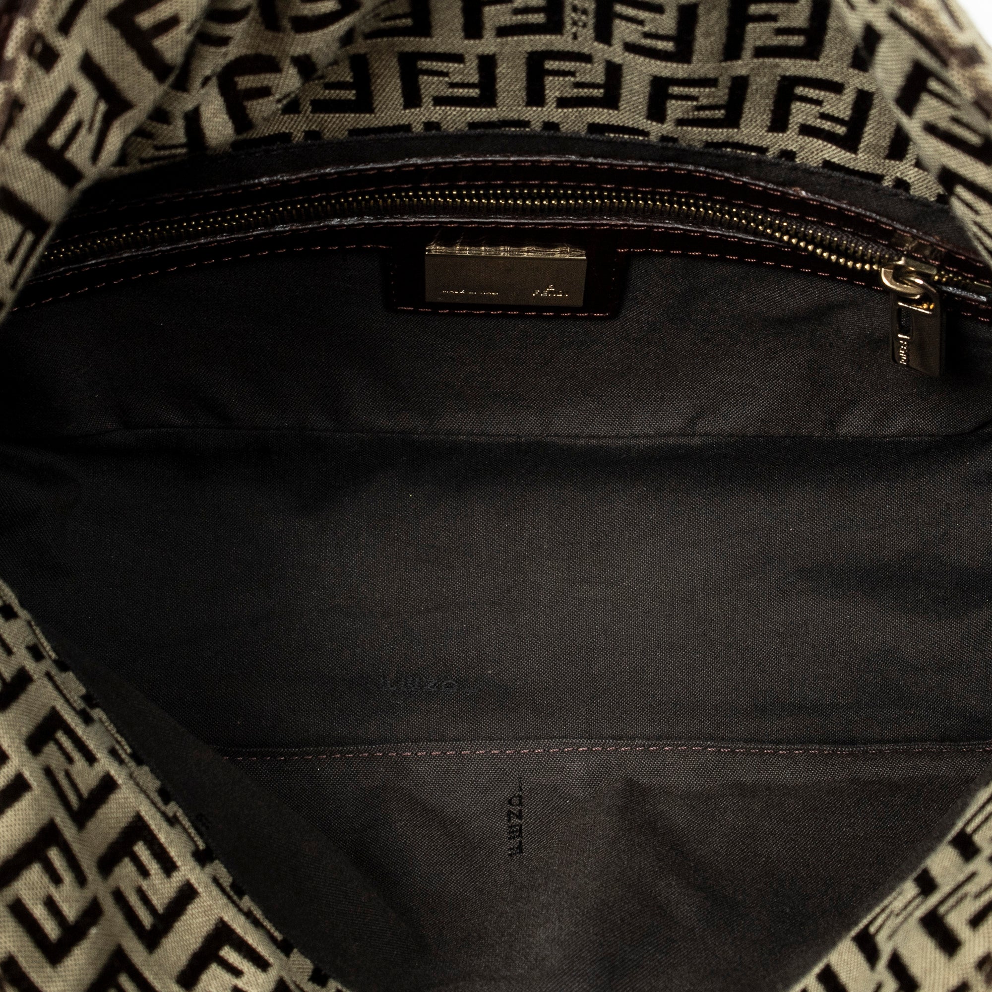 Shoulder Bag Fold Over Baguette Brown Zucchino Canvas
