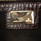Shoulder Bag Fold Over Baguette Brown Zucchino Canvas