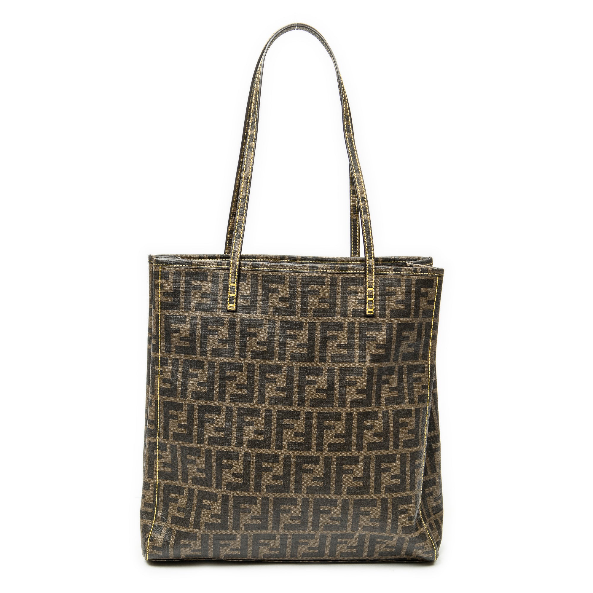 Shoulder Bag Vertical Open Tote Brown Zucca Coated Canvas