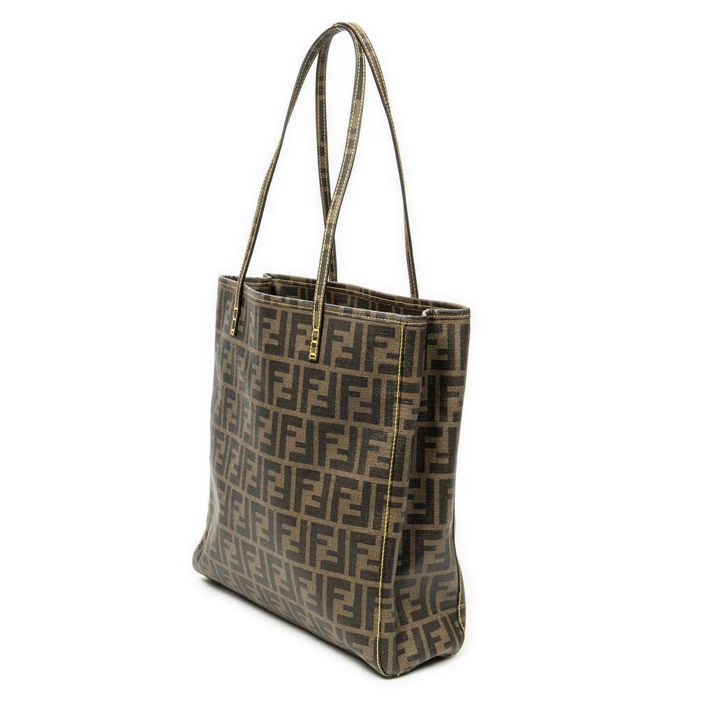 Shoulder Bag Vertical Open Tote Brown Zucca Coated Canvas