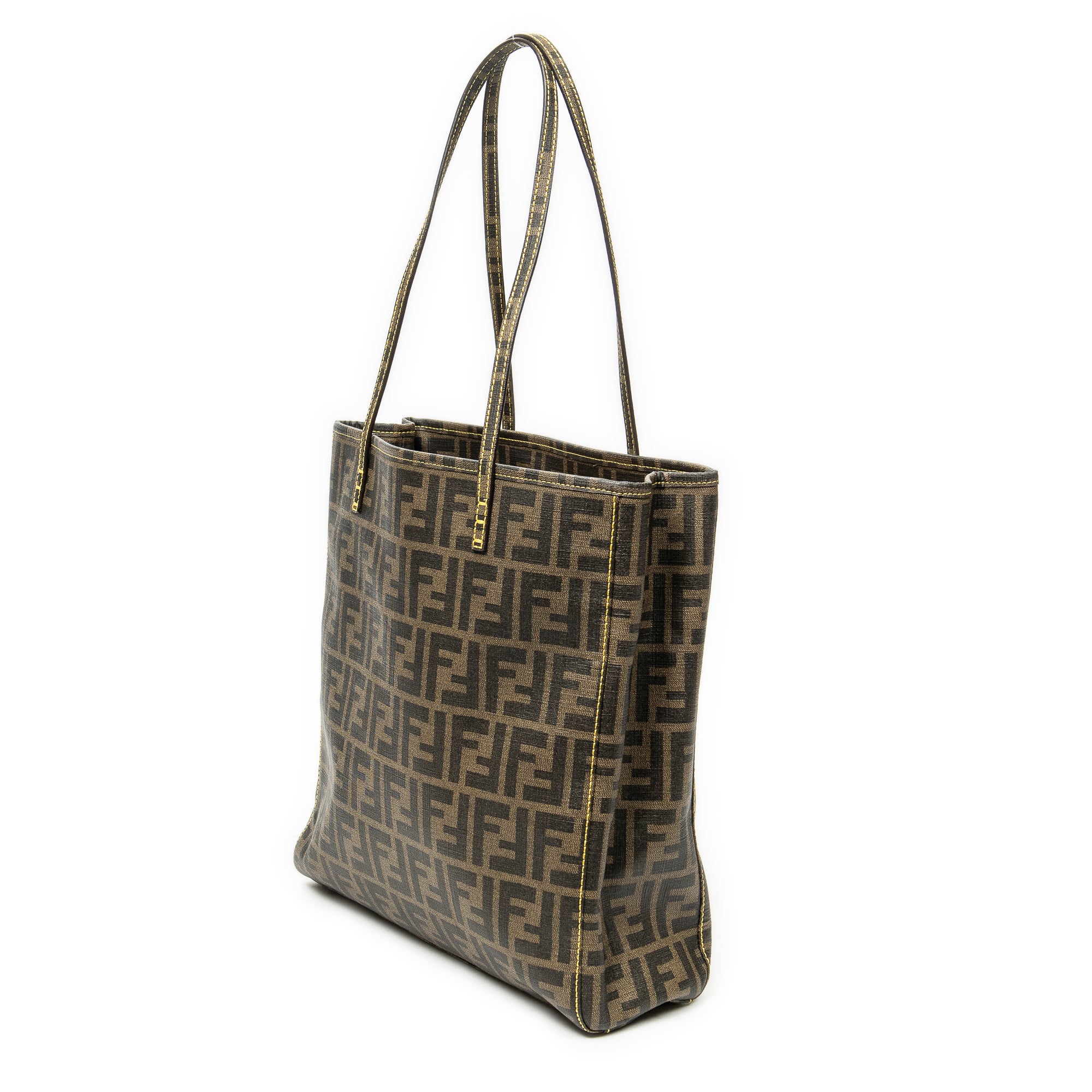 Shoulder Bag Vertical Open Tote Brown Zucca Coated Canvas