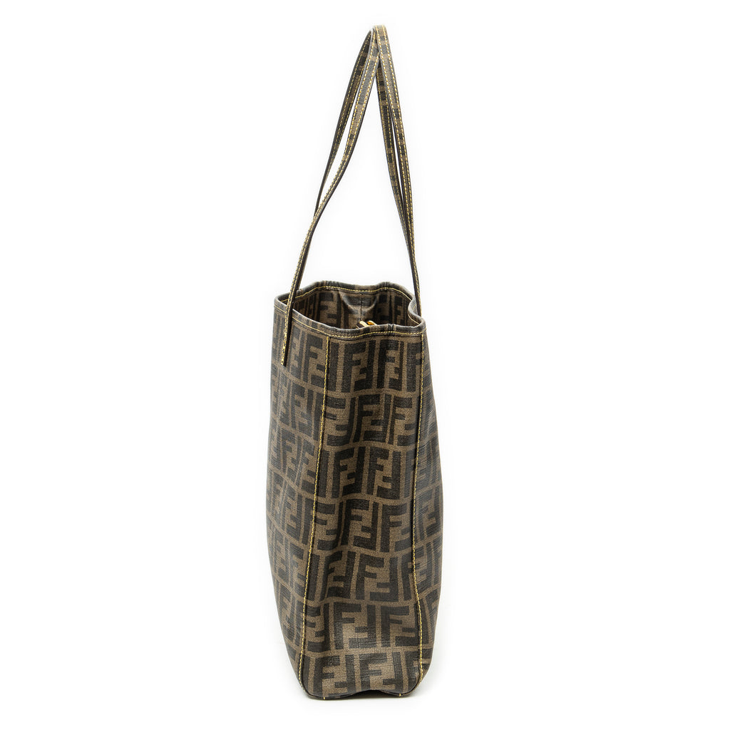 Shoulder Bag Vertical Open Tote Brown Zucca Coated Canvas