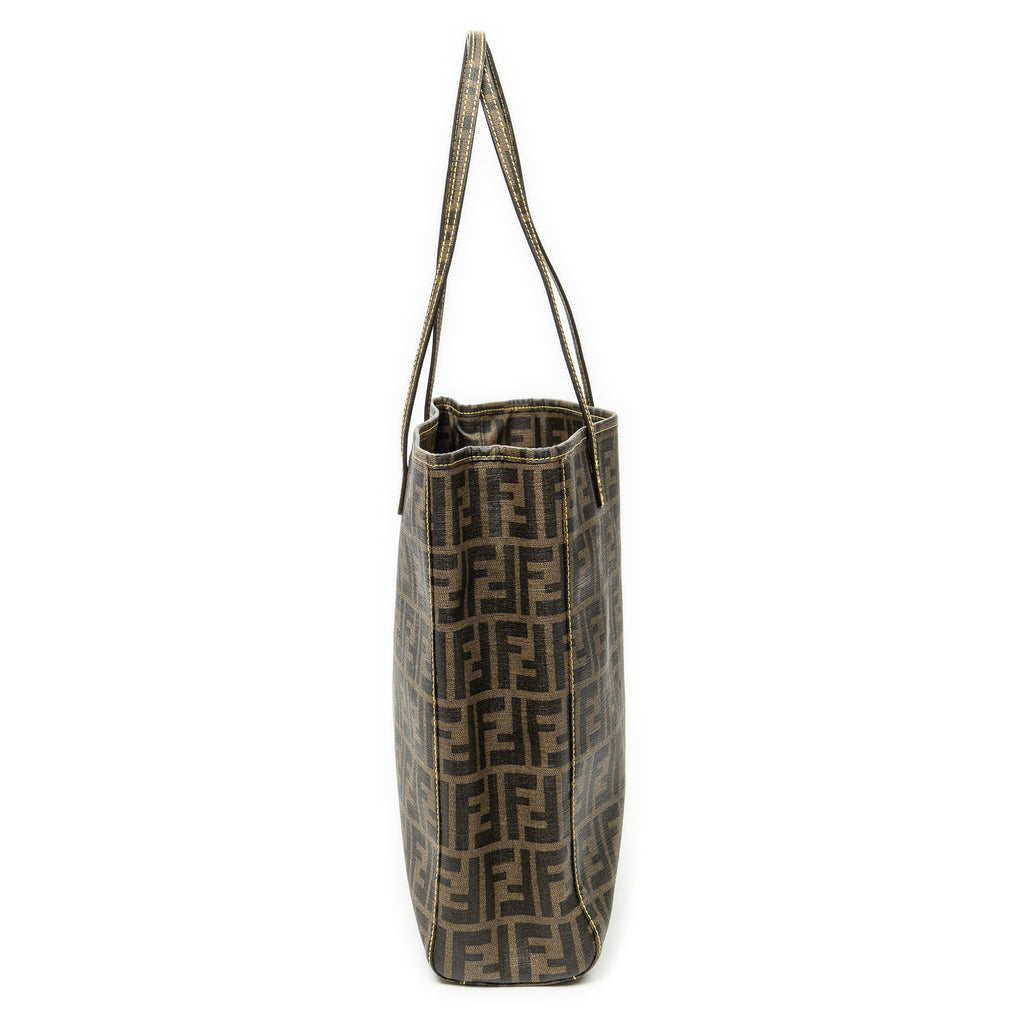 Shoulder Bag Vertical Open Tote Brown Zucca Coated Canvas