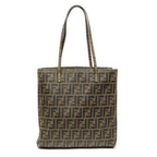Shoulder Bag Vertical Open Tote Brown Zucca Coated Canvas