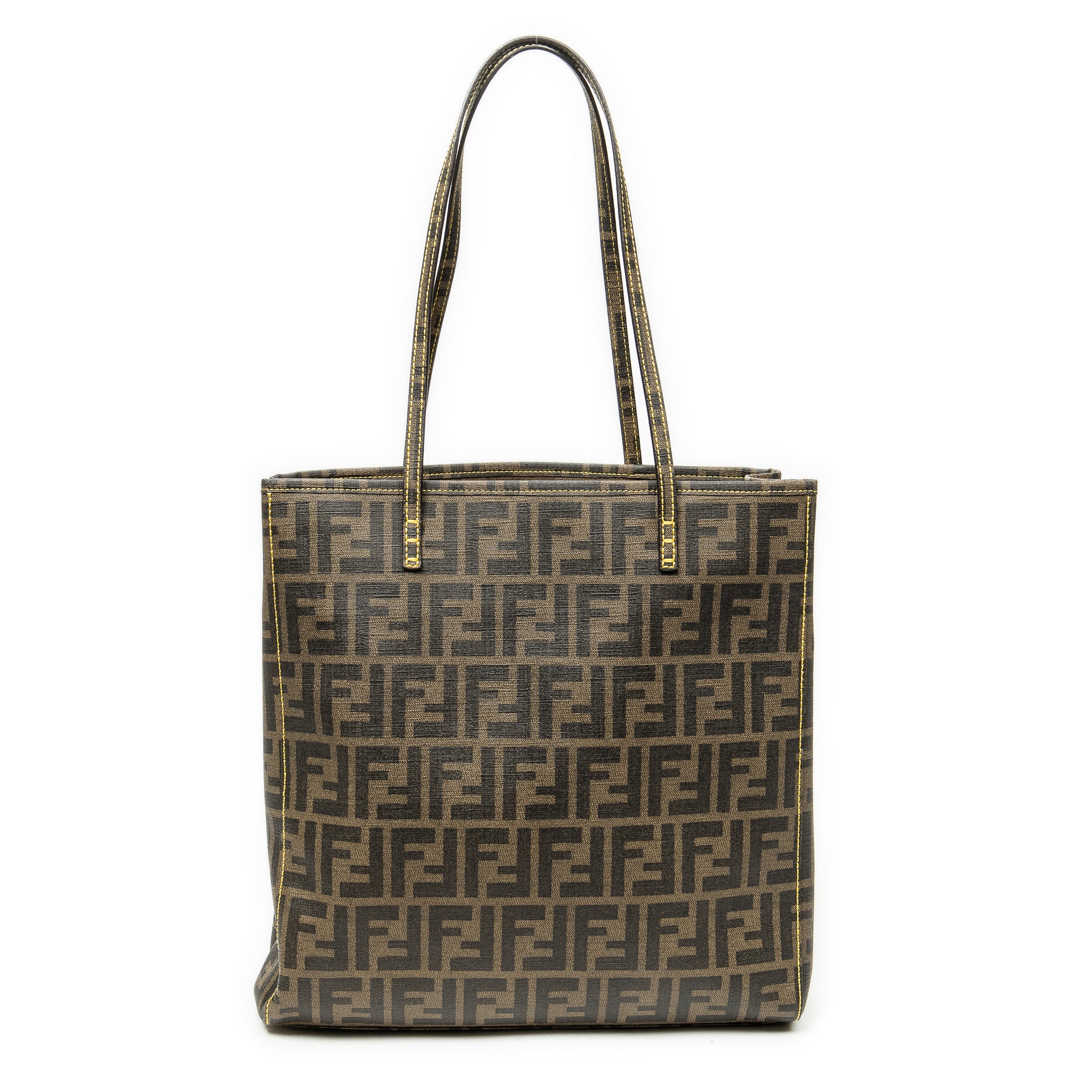 Shoulder Bag Vertical Open Tote Brown Zucca Coated Canvas