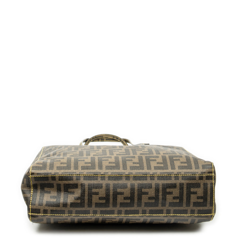 Shoulder Bag Vertical Open Tote Brown Zucca Coated Canvas