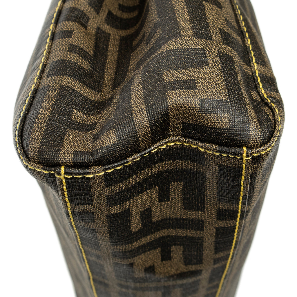 Shoulder Bag Vertical Open Tote Brown Zucca Coated Canvas