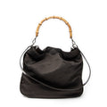 Shoulder Bag Large Bamboo Hobo Brown Nylon Canvas