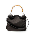 Shoulder Bag Large Bamboo Hobo Brown Nylon Canvas