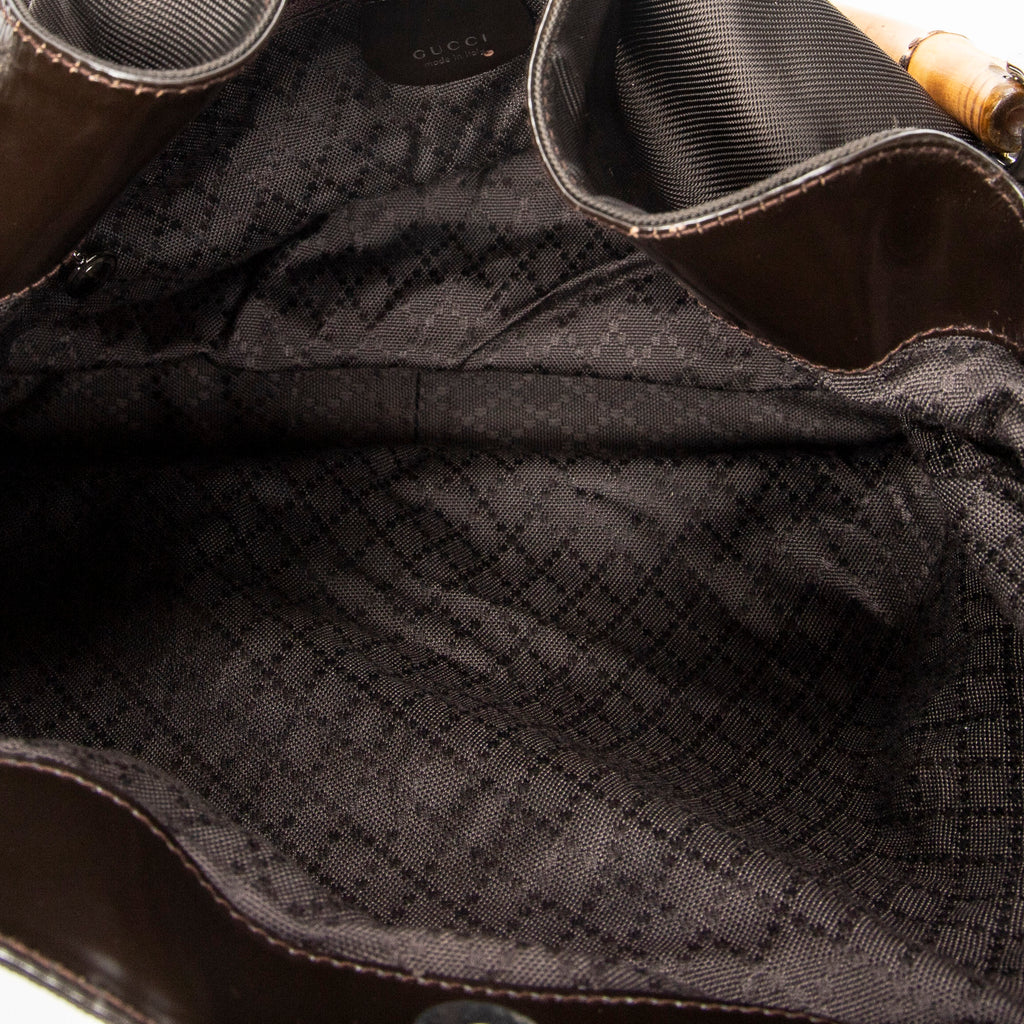 Shoulder Bag Large Bamboo Hobo Brown Nylon Canvas