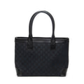 Shoulder Bag Zip Shopping Tote Black Monogrammed Canvas