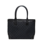 Shoulder Bag Zip Shopping Tote Black Monogrammed Canvas