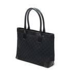 Shoulder Bag Zip Shopping Tote Black Monogrammed Canvas