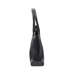 Shoulder Bag Zip Shopping Tote Black Monogrammed Canvas