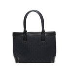 Shoulder Bag Zip Shopping Tote Black Monogrammed Canvas