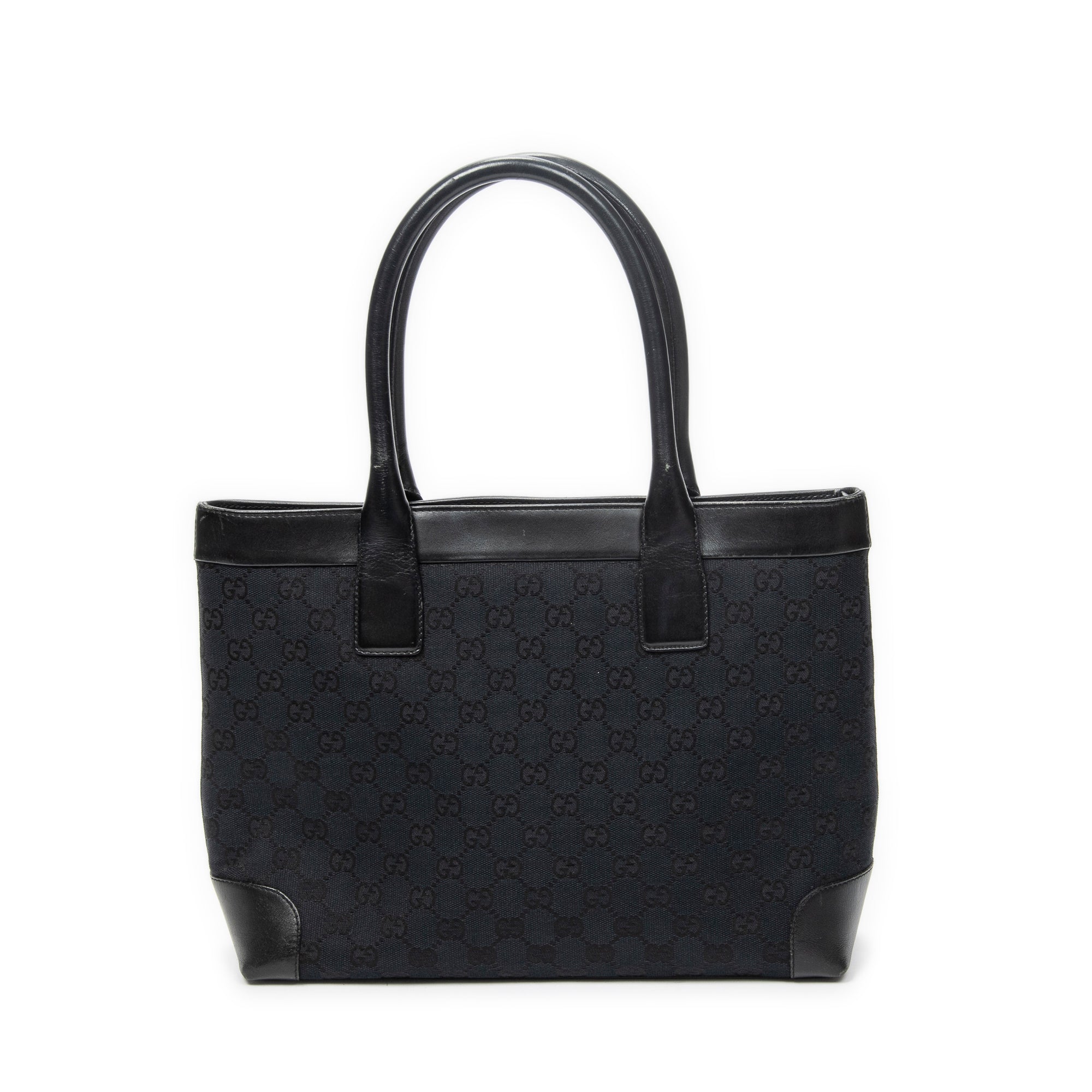 Shoulder Bag Zip Shopping Tote Black Monogrammed Canvas