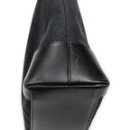 Shoulder Bag Zip Shopping Tote Black Monogrammed Canvas