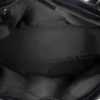 Shoulder Bag Zip Shopping Tote Black Monogrammed Canvas