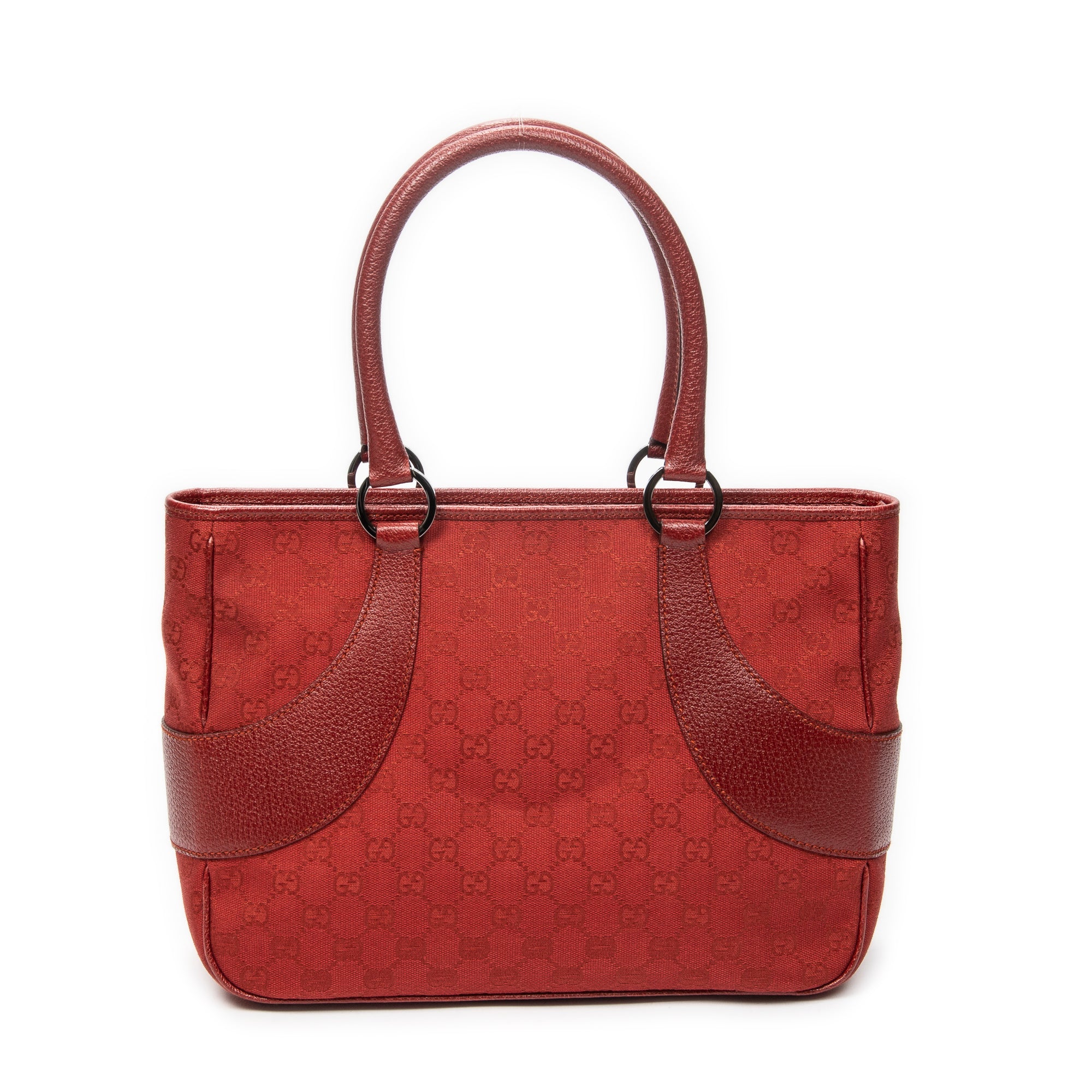 Shoulder Bag Jacquard Tote Red Monogrammed Canvas