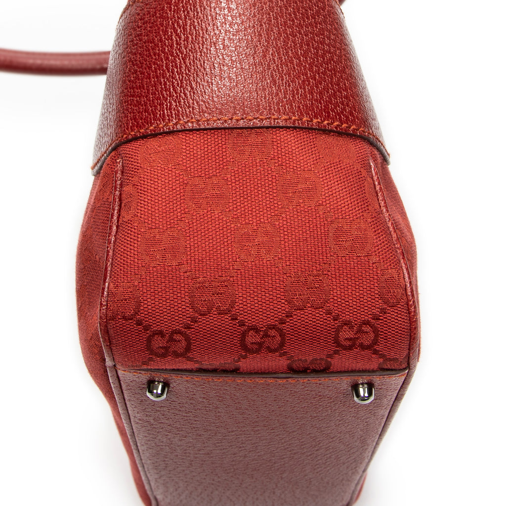 Shoulder Bag Jacquard Tote Red Monogrammed Canvas