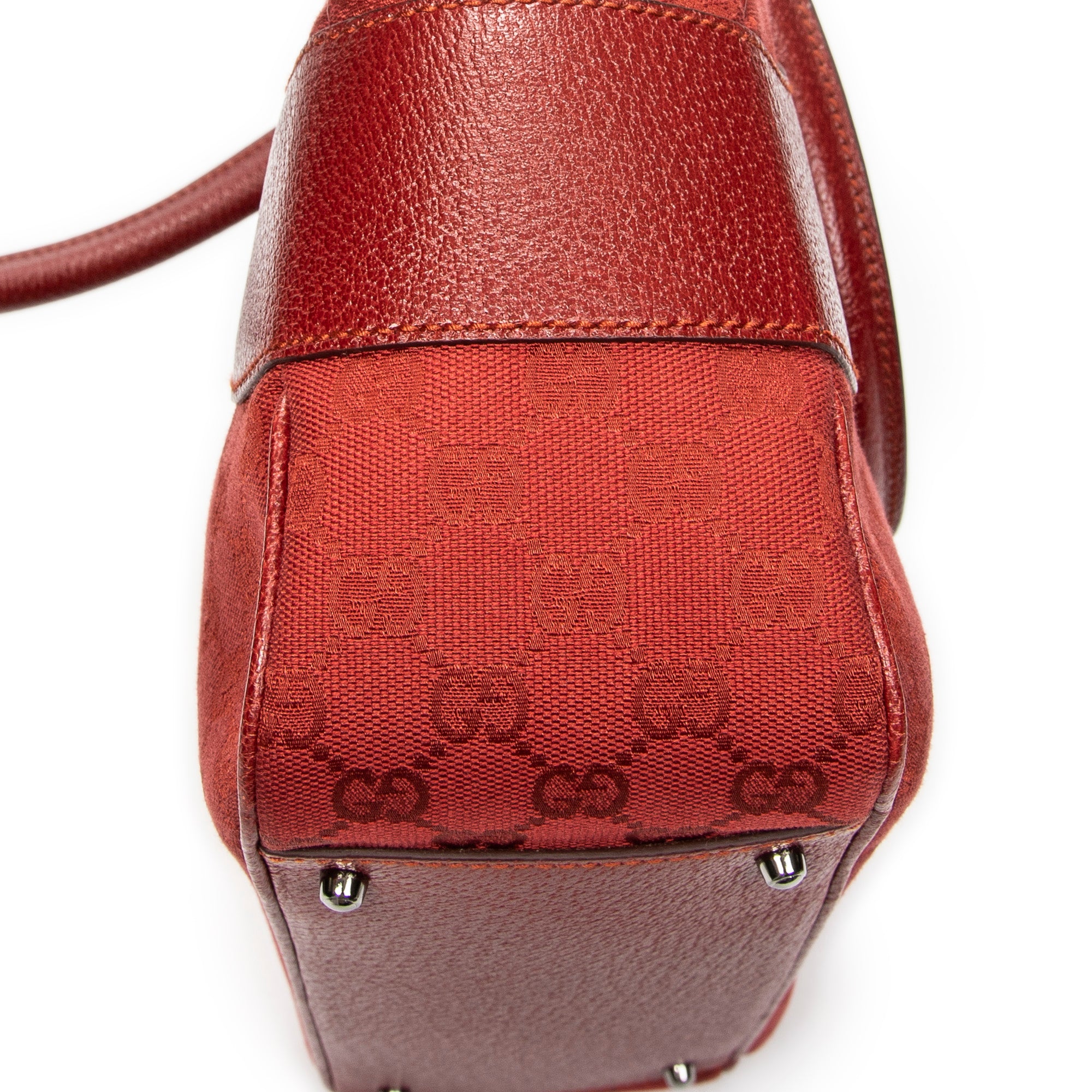 Shoulder Bag Jacquard Tote Red Monogrammed Canvas