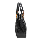 Shoulder Bag Square Bamboo Classic Tote Black Monogrammed Canvas