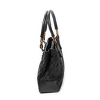 Shoulder Bag Square Bamboo Classic Tote Black Monogrammed Canvas