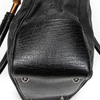 Shoulder Bag Square Bamboo Classic Tote Black Monogrammed Canvas