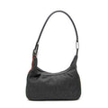 Shoulder Bag Mini Web Zip Hobo Black Denim Denim Canvas