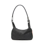 Shoulder Bag Mini Web Zip Hobo Black Denim Denim Canvas