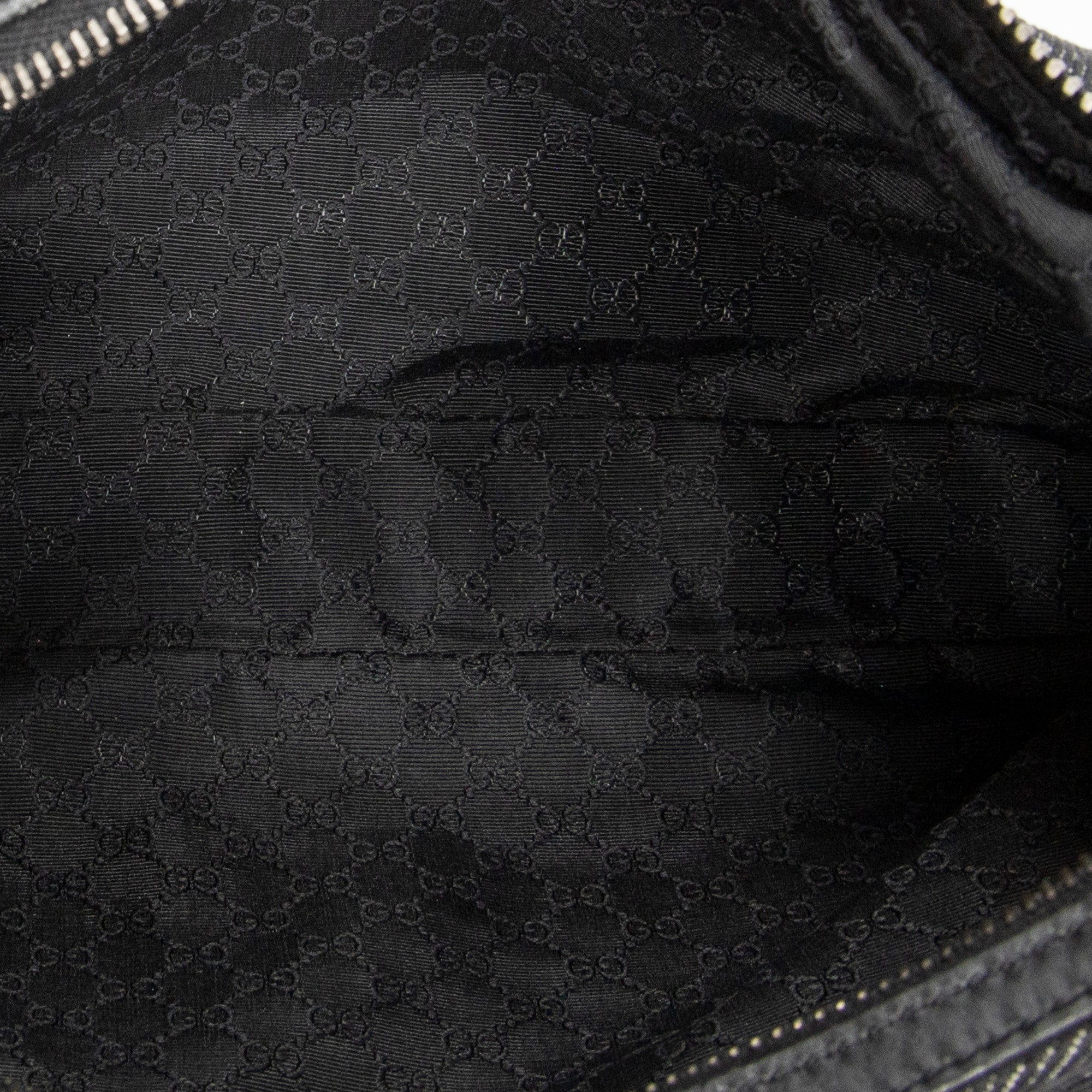 Shoulder Bag Mini Web Zip Hobo Black Denim Denim Canvas