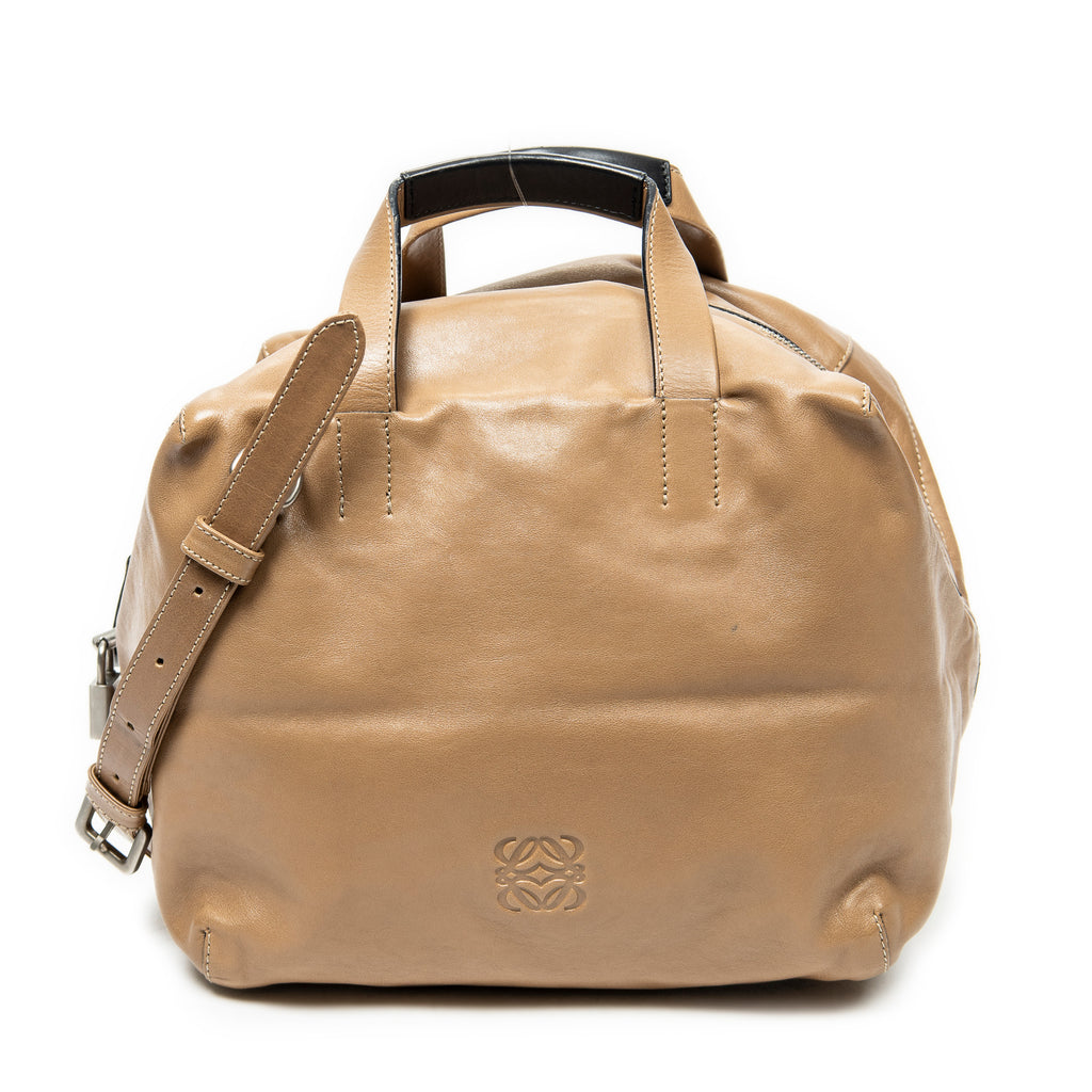 Shoulder Bag Origami Cubo Tan Calfskin Leather