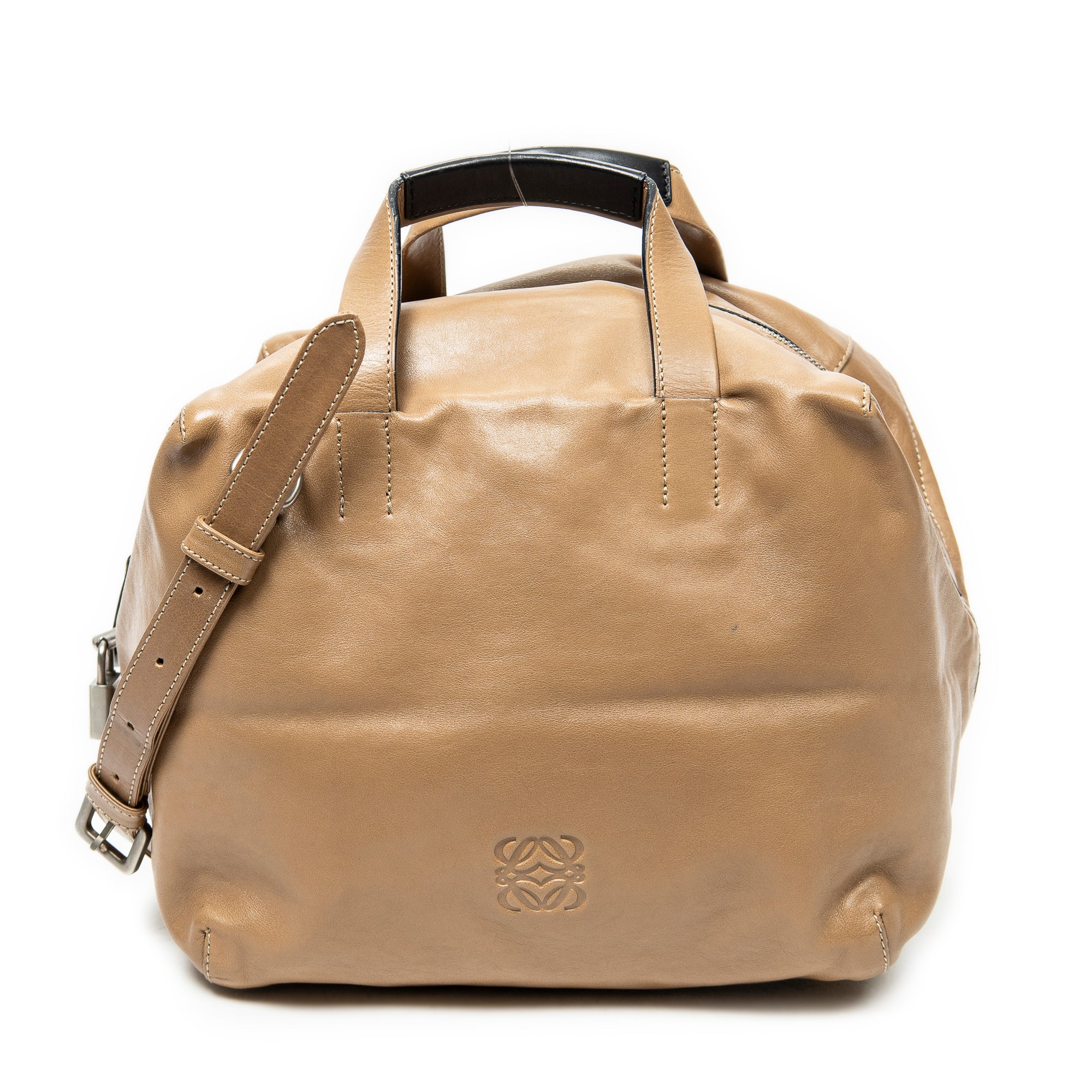 Shoulder Bag Origami Cubo Tan Calfskin Leather