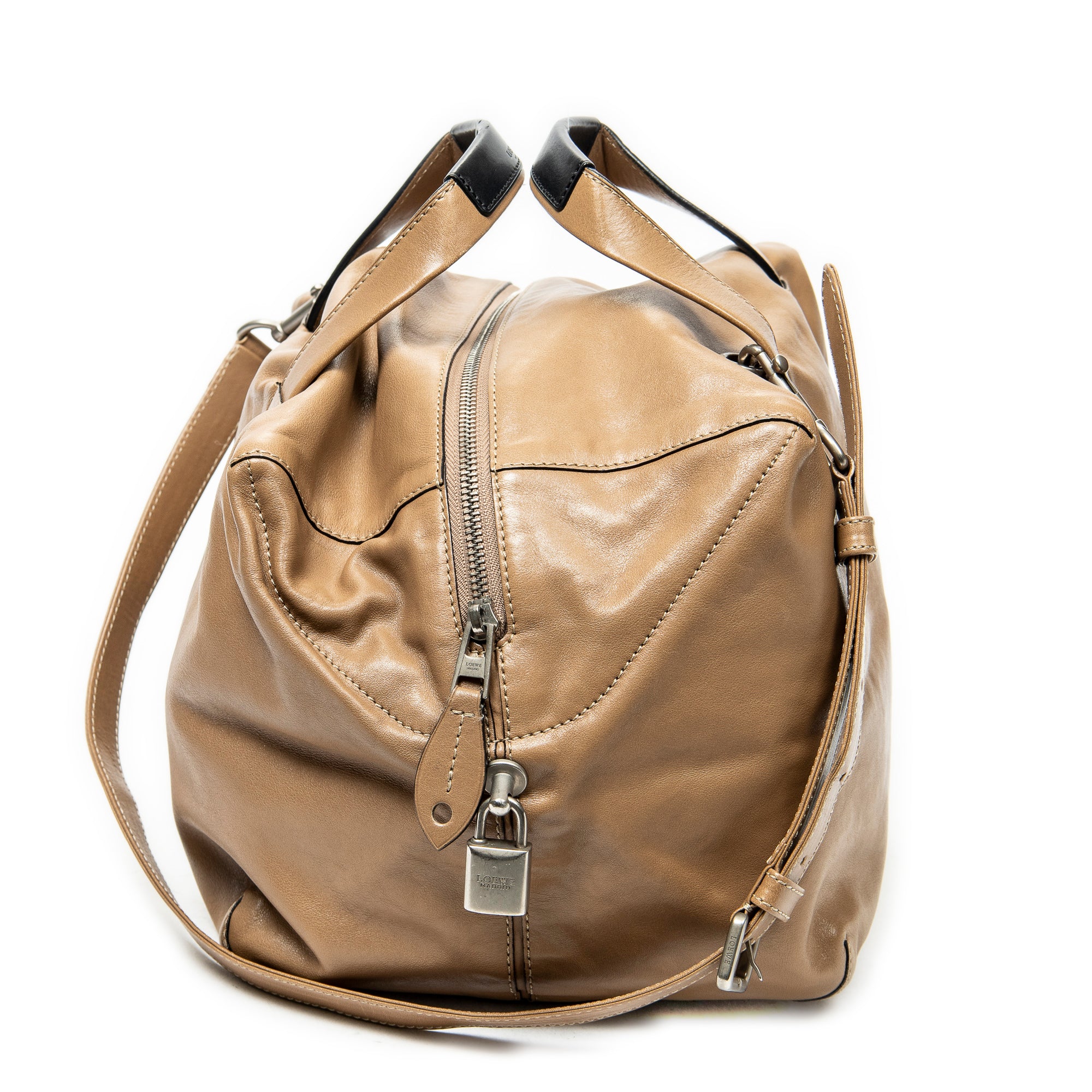 Shoulder Bag Origami Cubo Tan Calfskin Leather