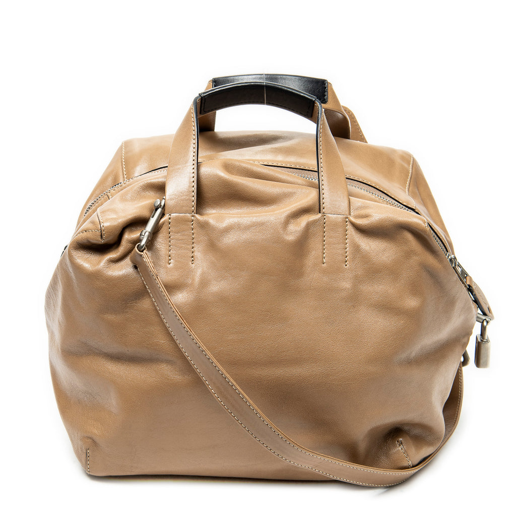 Shoulder Bag Origami Cubo Tan Calfskin Leather