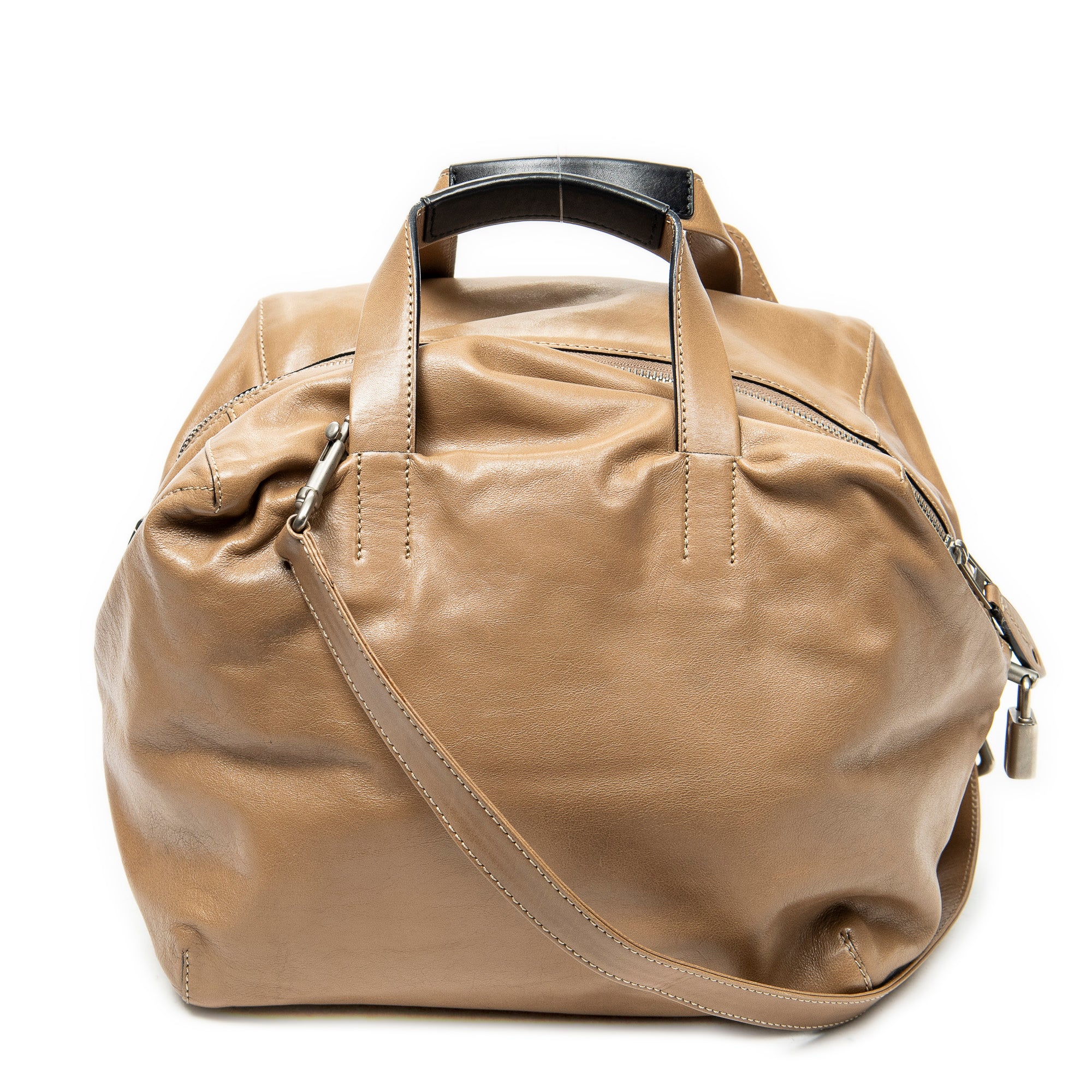 Shoulder Bag Origami Cubo Tan Calfskin Leather