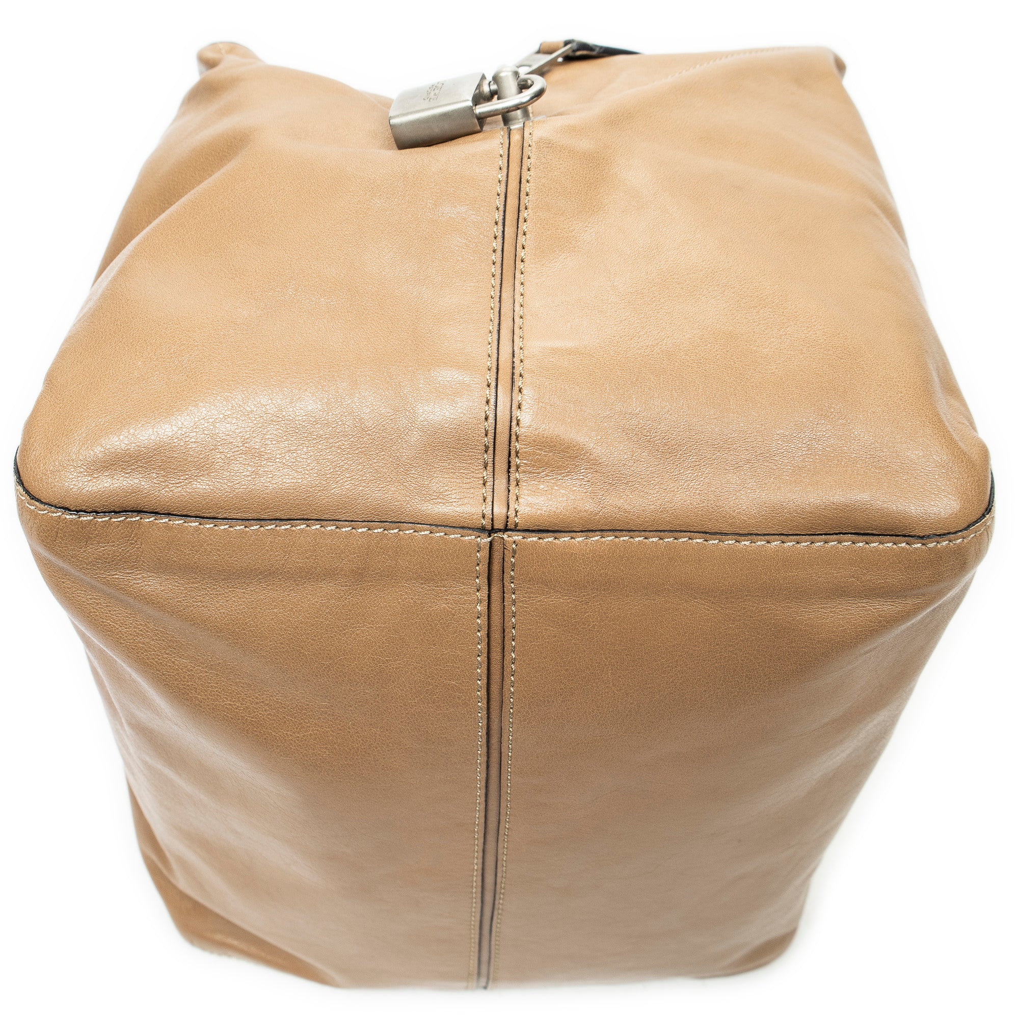 Shoulder Bag Origami Cubo Tan Calfskin Leather
