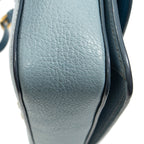 Shoulder Bag Pushlock Flap Chain Crossbody Light Blue Madras Leather