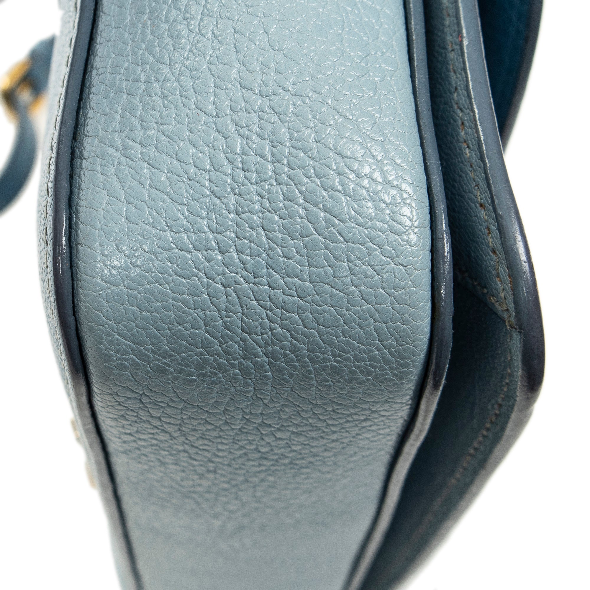 Shoulder Bag Pushlock Flap Chain Crossbody Light Blue Madras Leather