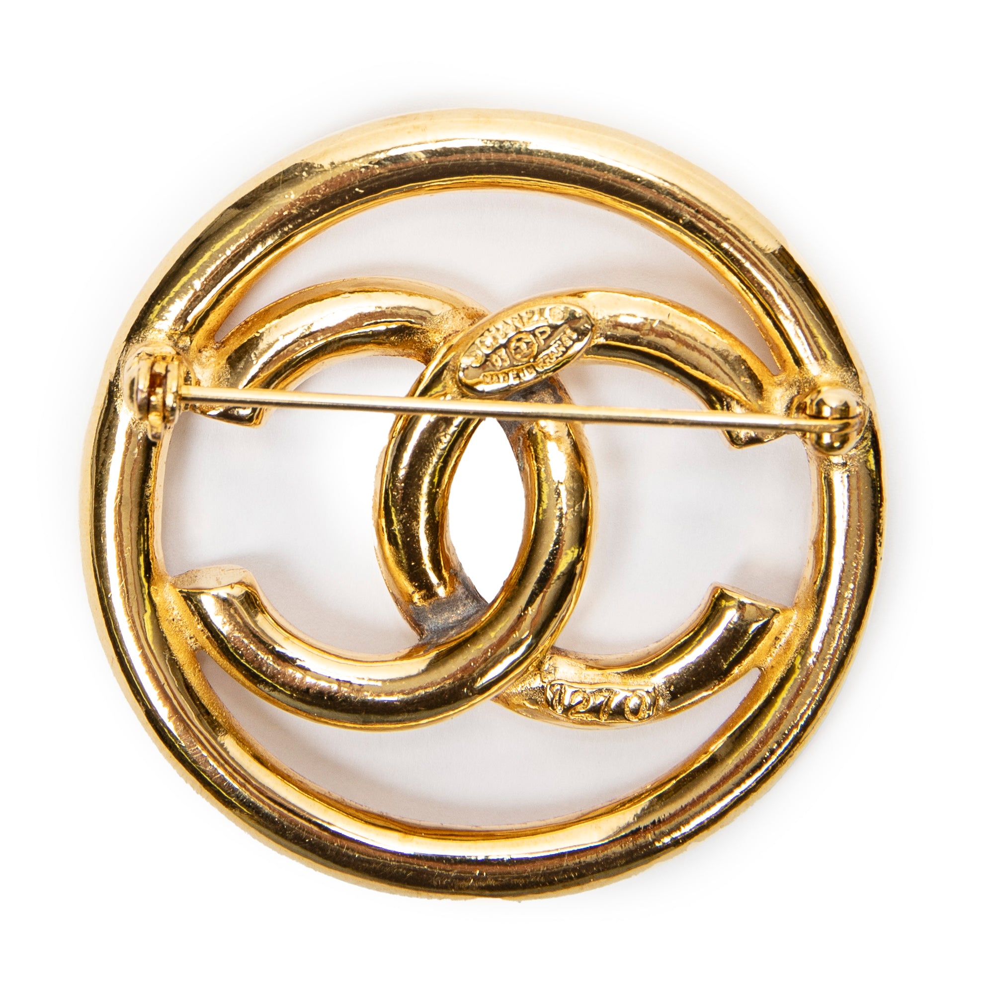 Brooch CC Round Brooch Gold Gold Plated