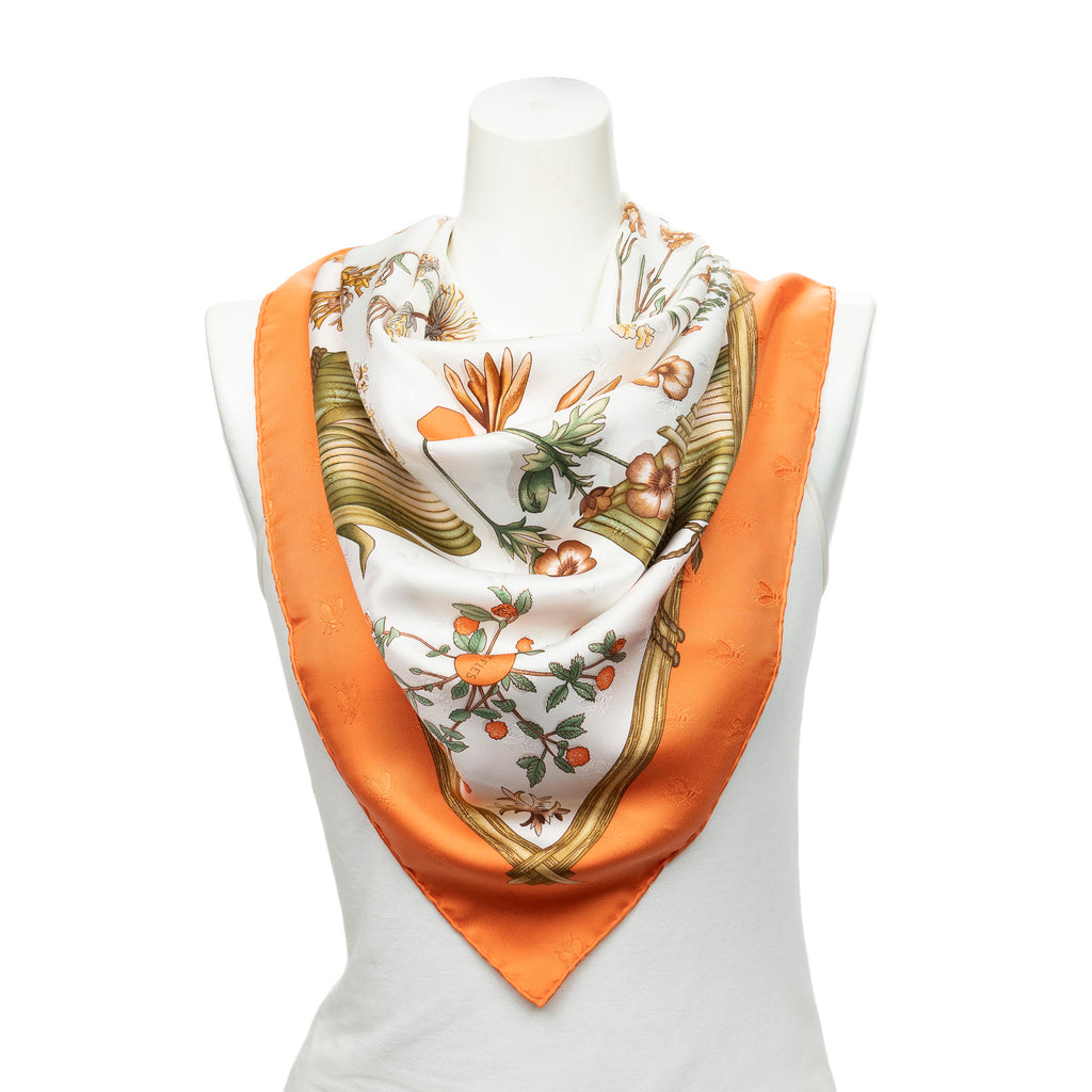 Scarf Scarf Orange 100% Jacquard Silk