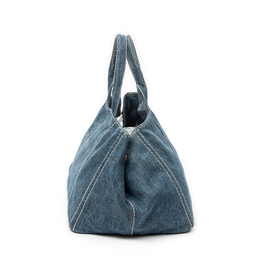 Shoulder Bag Large Canapa Tote Blue Denim Canapa Denim Canvas