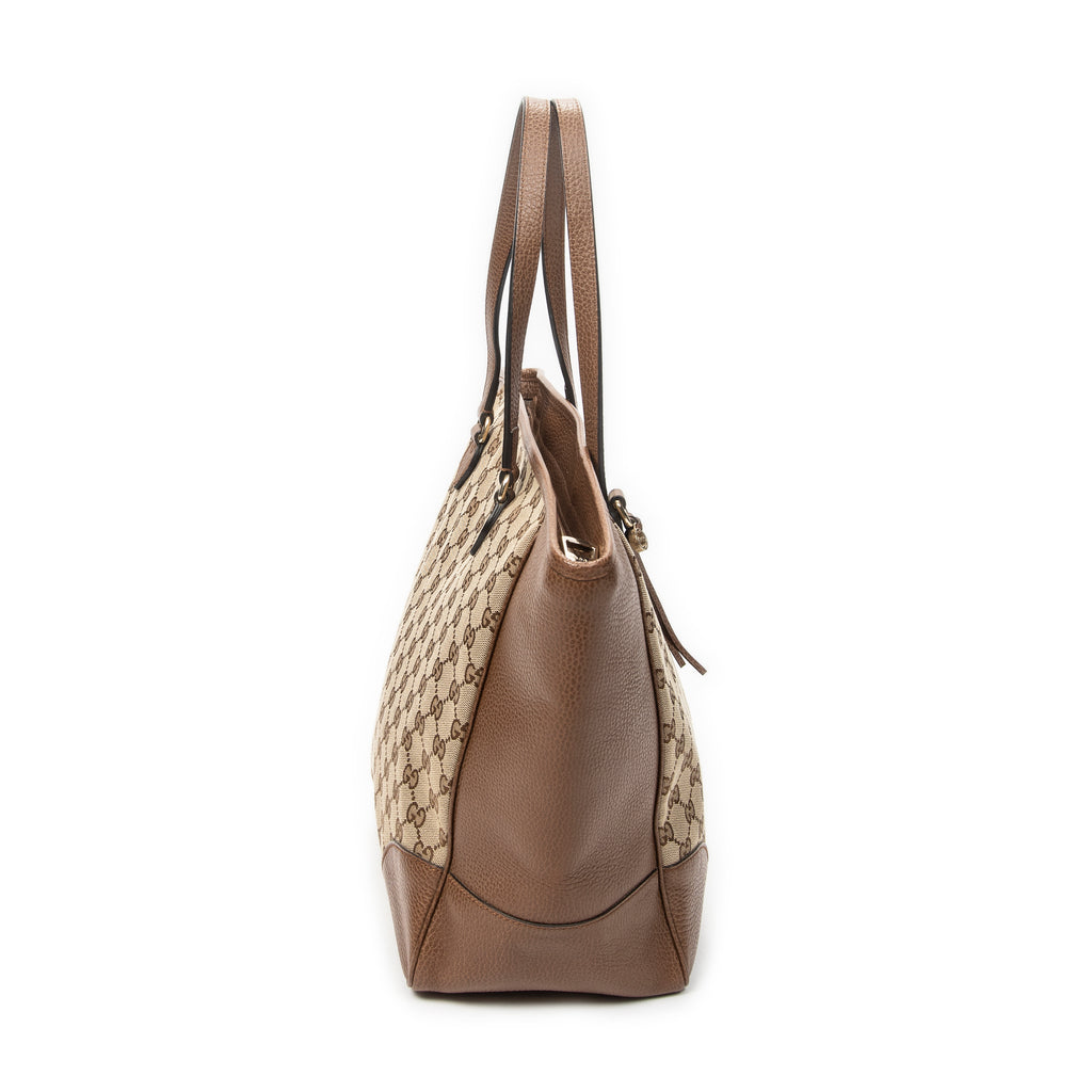 Shoulder Bag Medium Bree Zippered Tote Beige Monogrammed Canvas