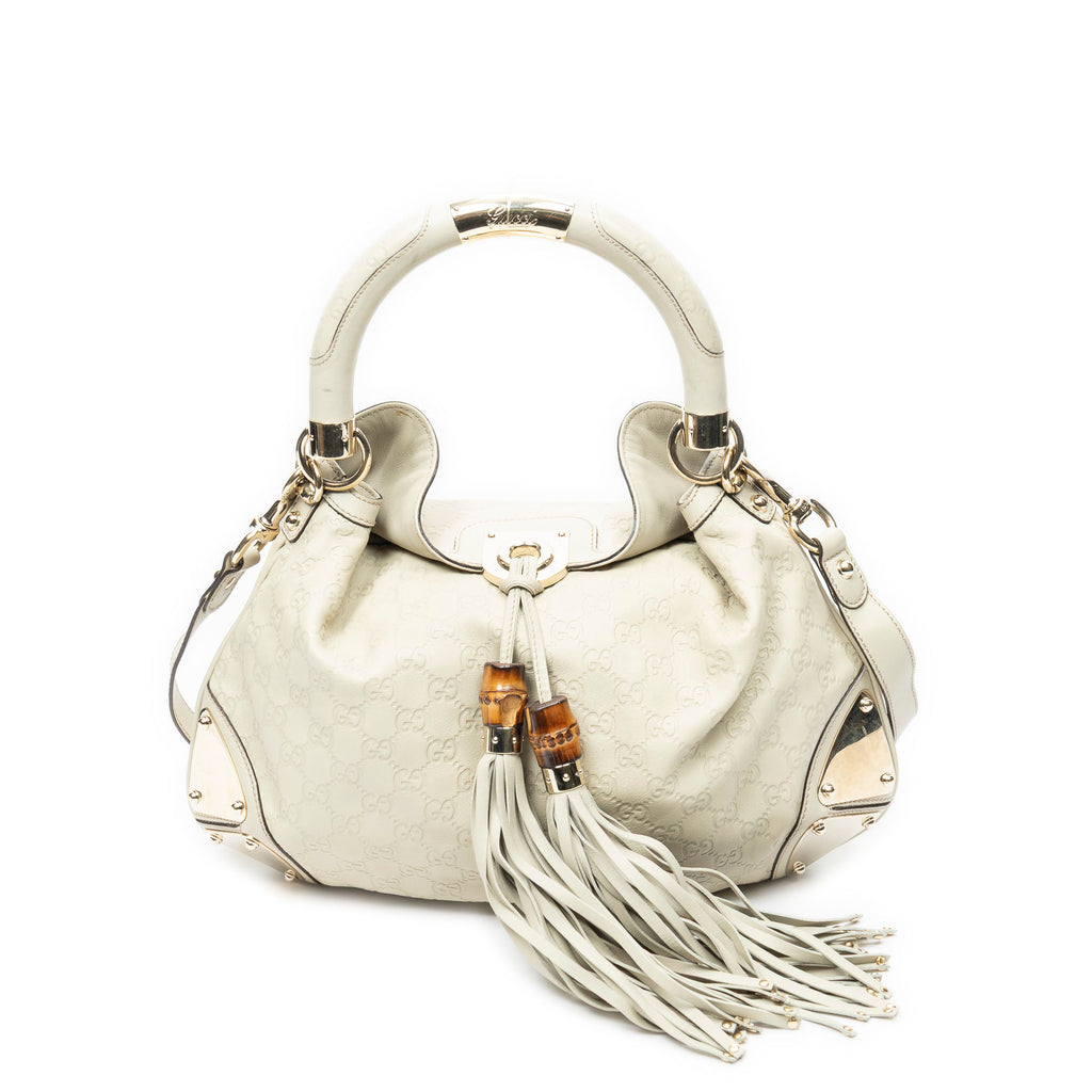 Shoulder Bag Medium Babouska Indy Top Handle Ivory Guccissima Leather