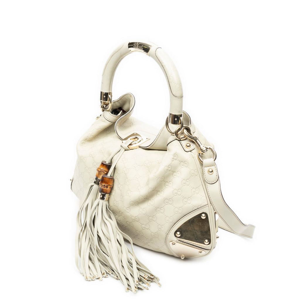 Shoulder Bag Medium Babouska Indy Top Handle Ivory Guccissima Leather