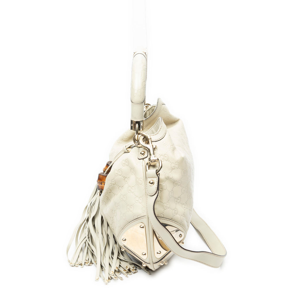 Shoulder Bag Medium Babouska Indy Top Handle Ivory Guccissima Leather