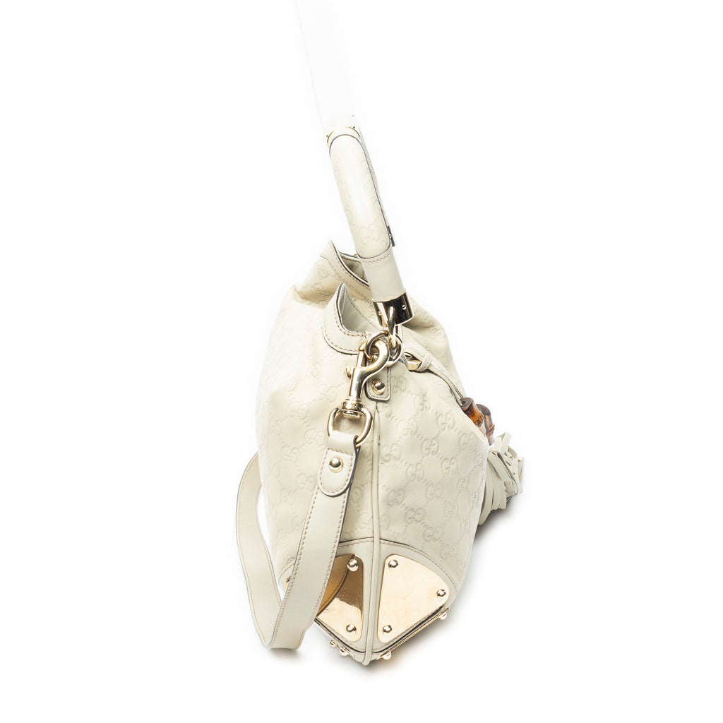 Shoulder Bag Medium Babouska Indy Top Handle Ivory Guccissima Leather