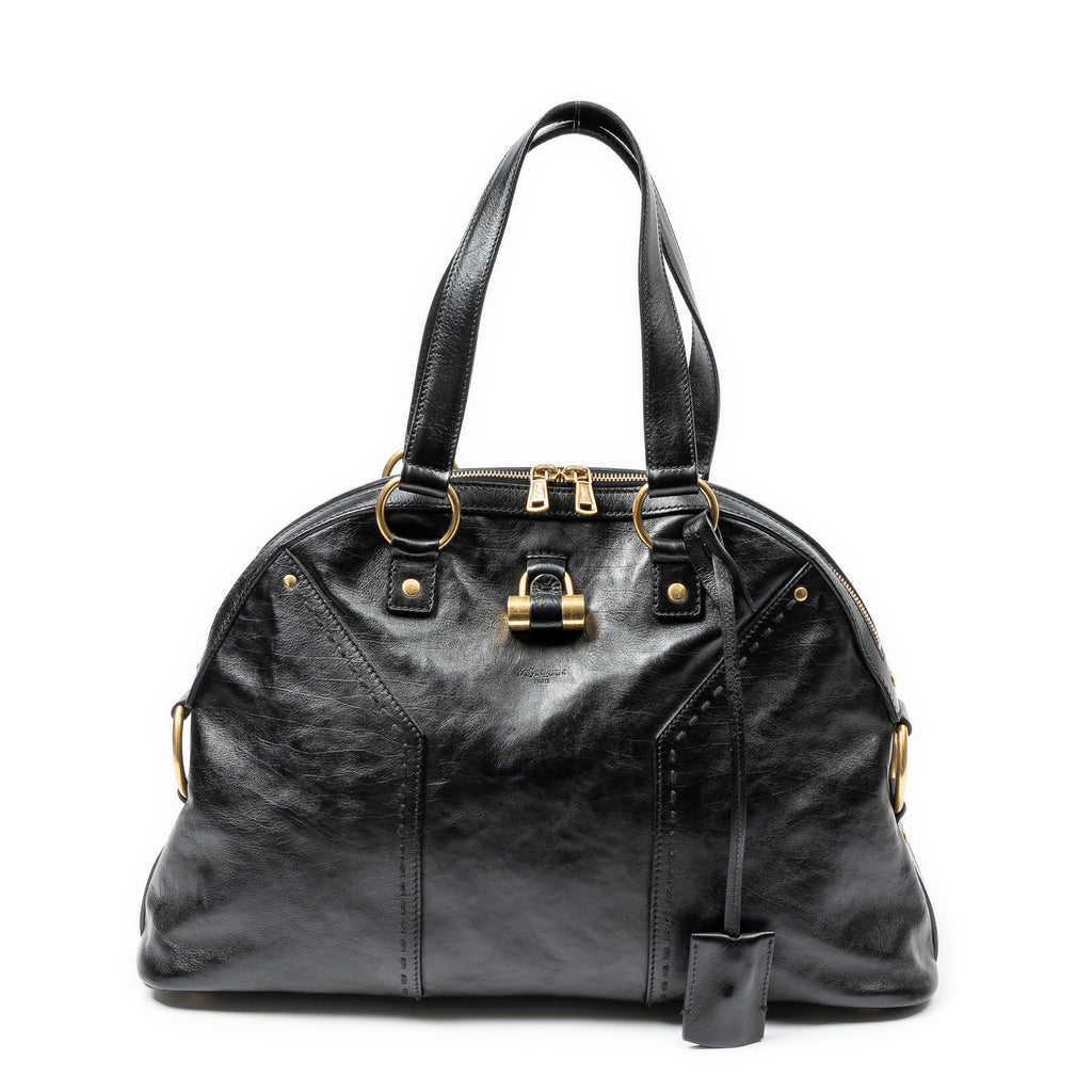 Shoulder Bag Large Muse Black Calfskin Leather