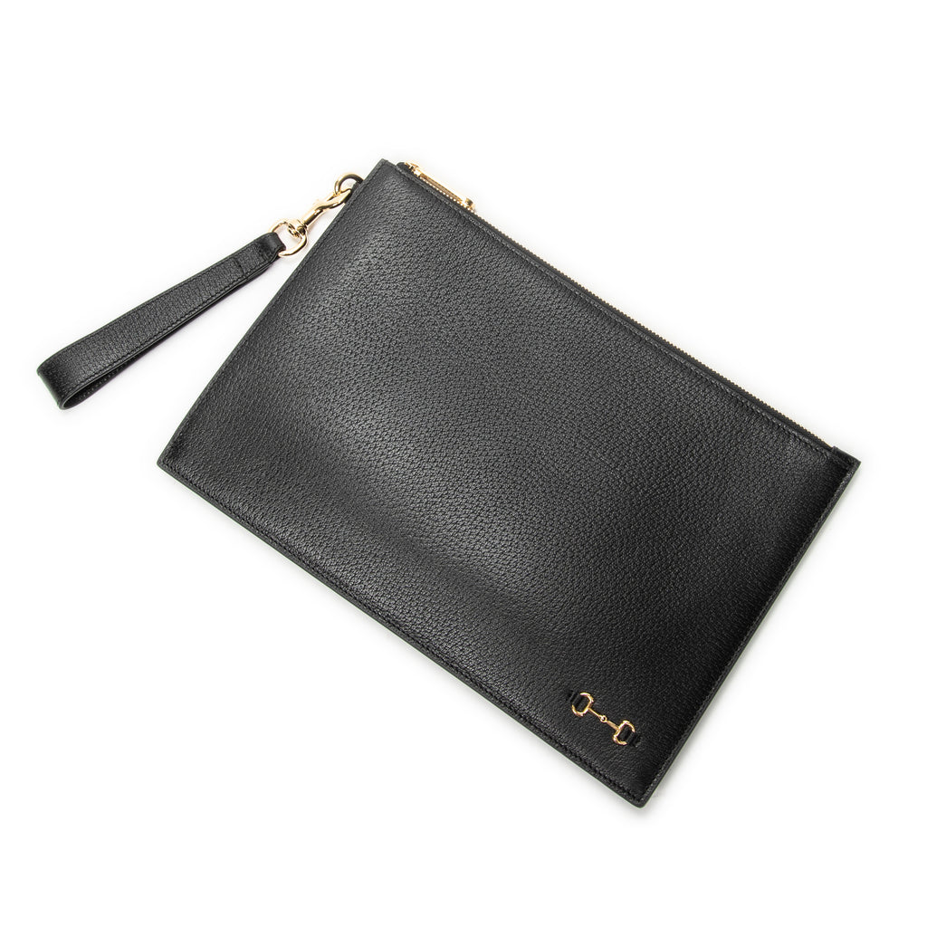 Clutch Horsebit Clutch Black Grained Calfskin Leather