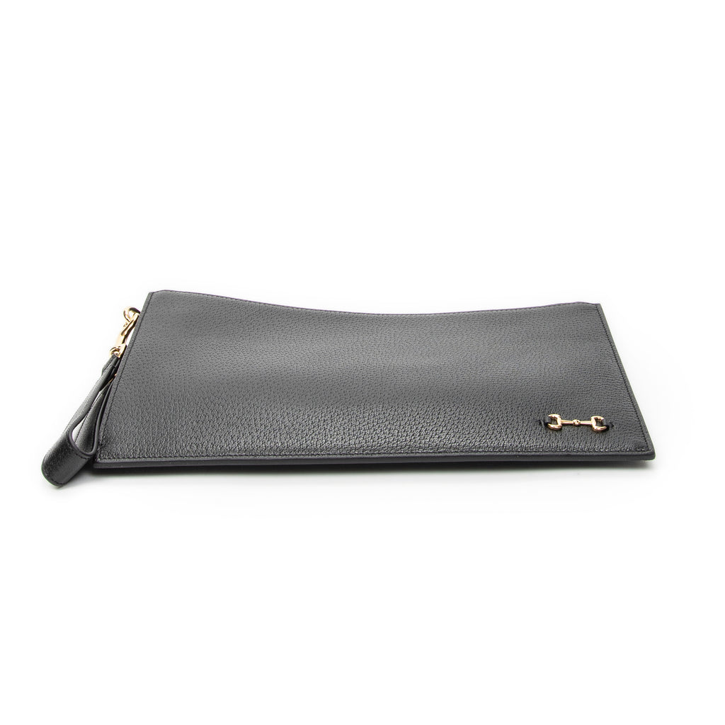 Clutch Horsebit Clutch Black Grained Calfskin Leather